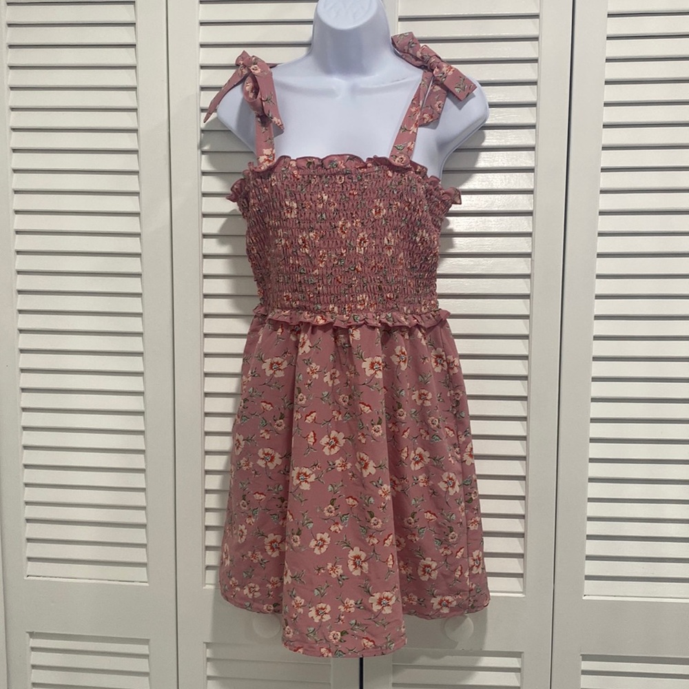 Pink flower sun dress